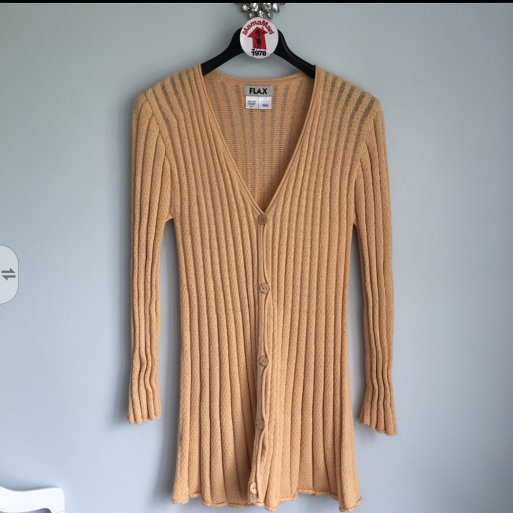 FLAX Ribbed Cardigan Sweater